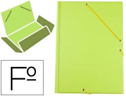 Carpeta de gomas Liderpapel Folio 3 solapas plástico verde pistacho